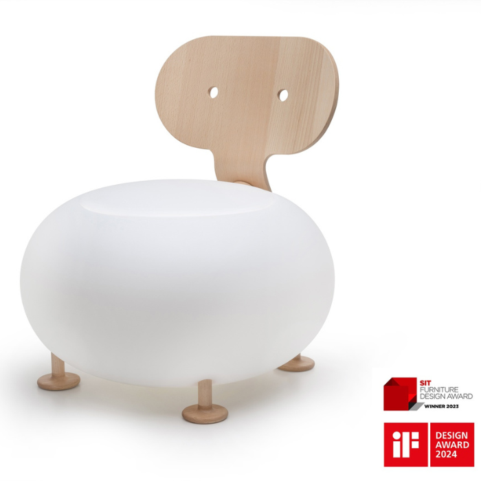 Candy chair with logos of the awards