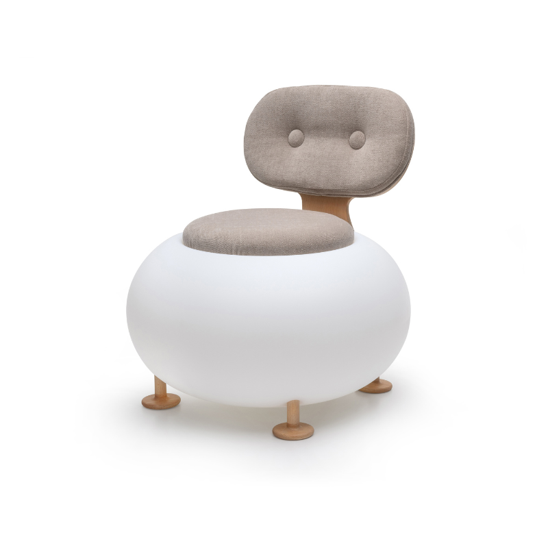 Candy chair with grey cushions