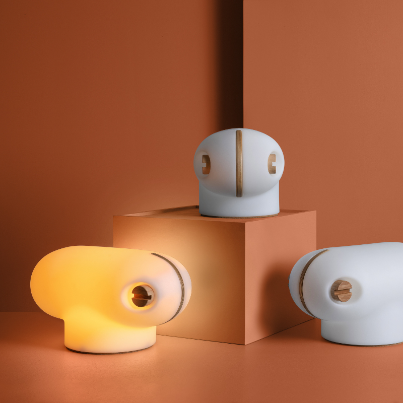 Three happy lamps, one is on and the other two are not