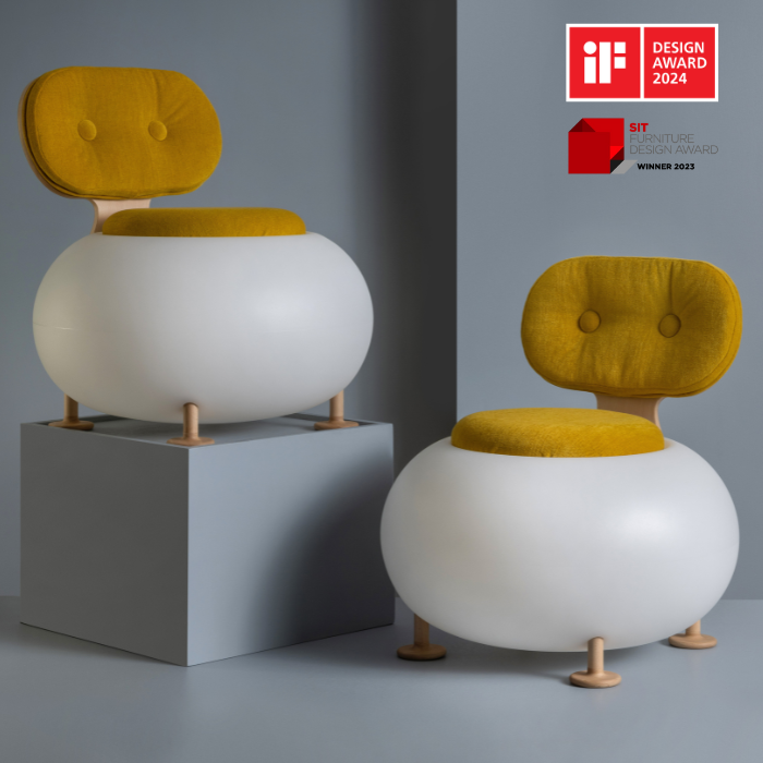 Candy chair awarded with if design award 2024 and sit furniture design award 2023